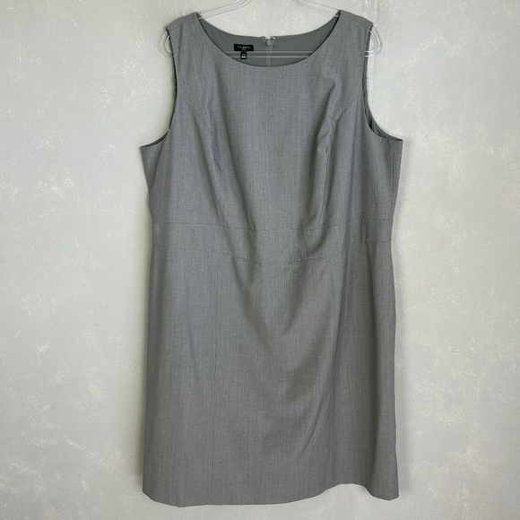 Talbots plus size 2X 20W sheath midi dress gray wool blend sleeveless lined - Picture 1 of 10
